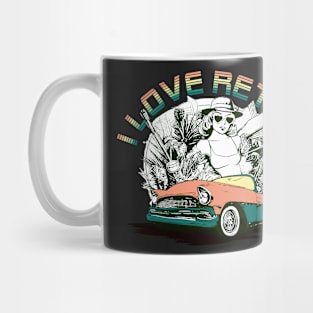 i love retro themed car and girl design Mug